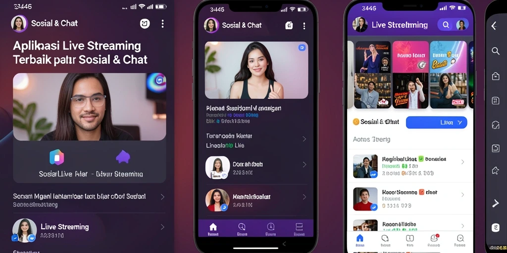 Antarmuka pengguna aplikasi 3446 saat melakukan Live Streaming.
