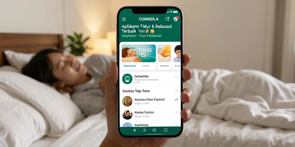 Antarmuka CUANGILA menawarkan pengalaman Tidur & Relaksasi yang intuitif.