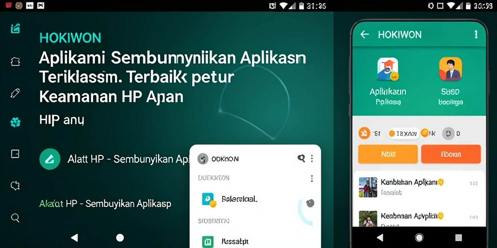 Antarmuka HOKIWON menampilkan opsi untuk menyembunyikan aplikasi dengan mudah.