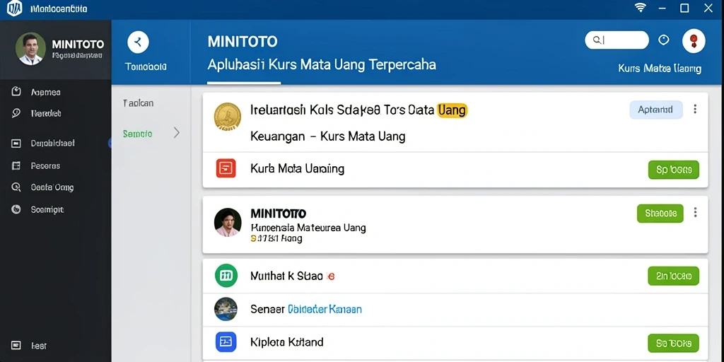 Screenshot aplikasi MINITOTO dengan fitur Kurs Mata Uang.