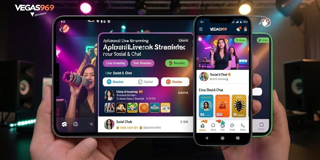Antarmuka VEGAS969 menampilkan fungsi Live Streaming yang interaktif dan menarik.